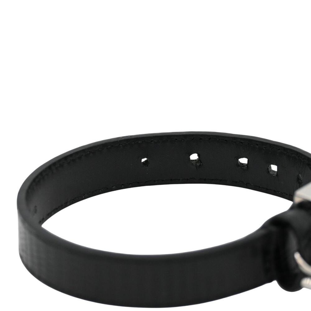 Saint Laurent Black Embossed Leather YSL Logo Charm Bracelet - Picture 9 of 11